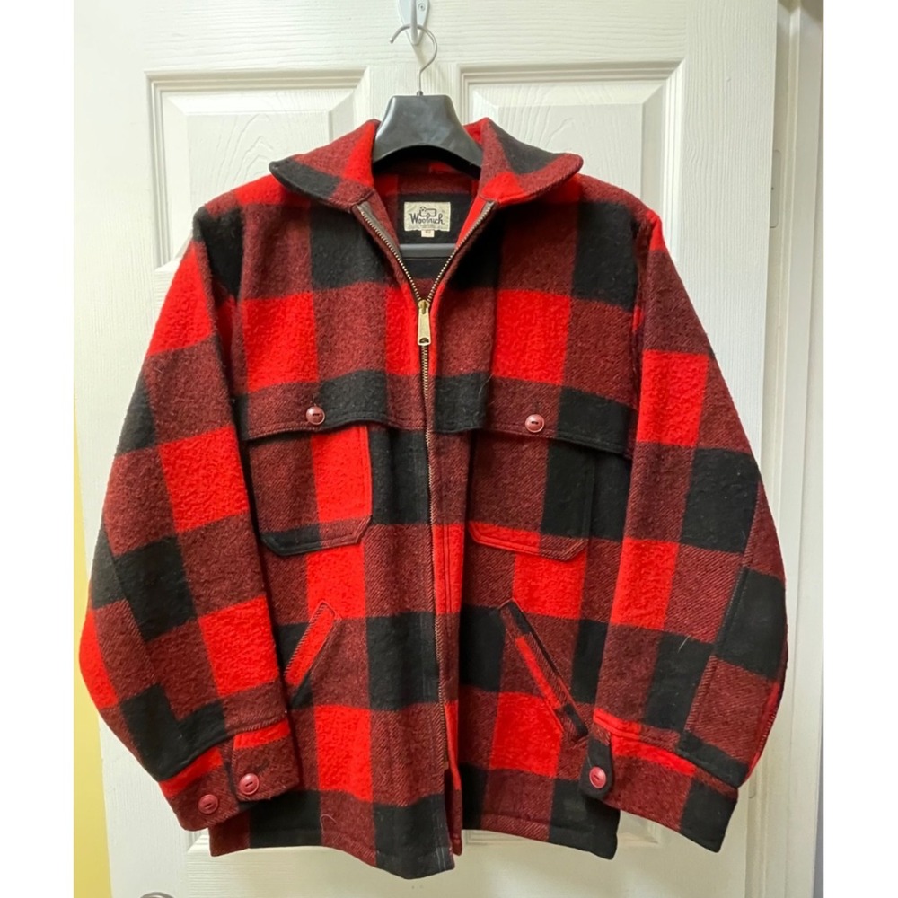 VTG Woolrich Men's 40 Woolen Mills Plaid Buffalo Mackinaw Full Zip Jacket 1950's - Picture 2 of 12